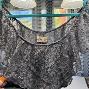 Hollister Gray Lace Top- Size XS